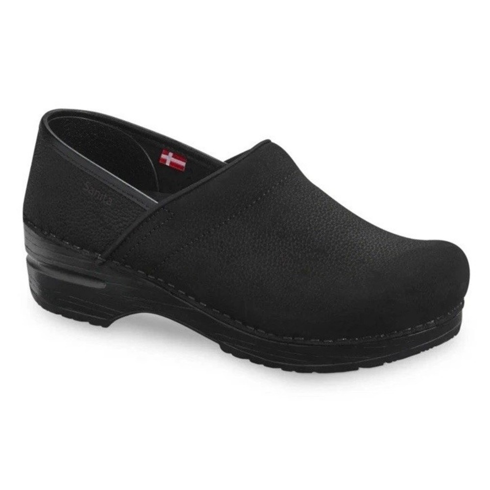 NEW! SANITA Professional‎ Textured Oiled Clogs Leather Black EU 39 Narrow